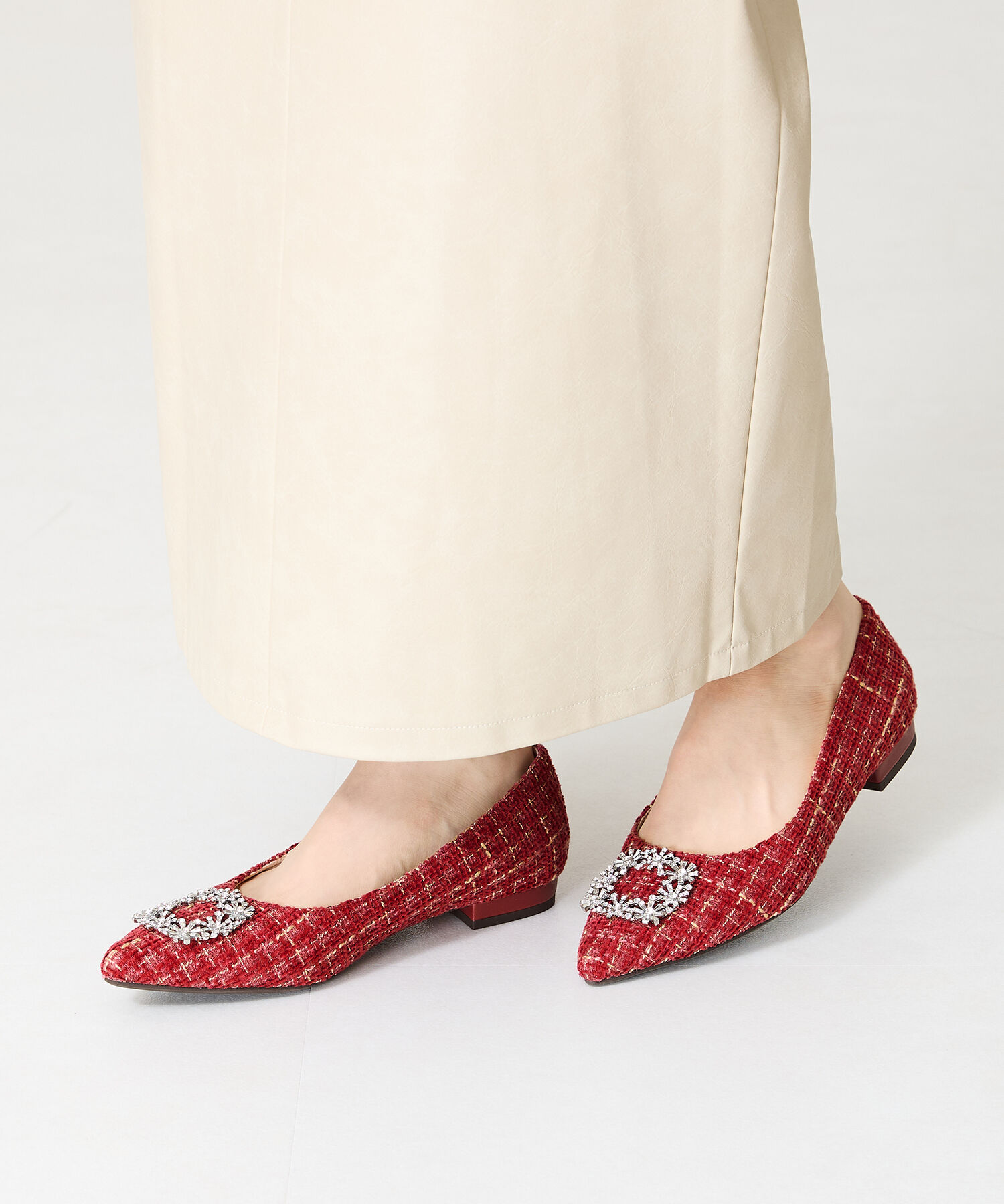 ORiental TRaffic「ビジュー フラット パンプス /41306」|パンプス|RED