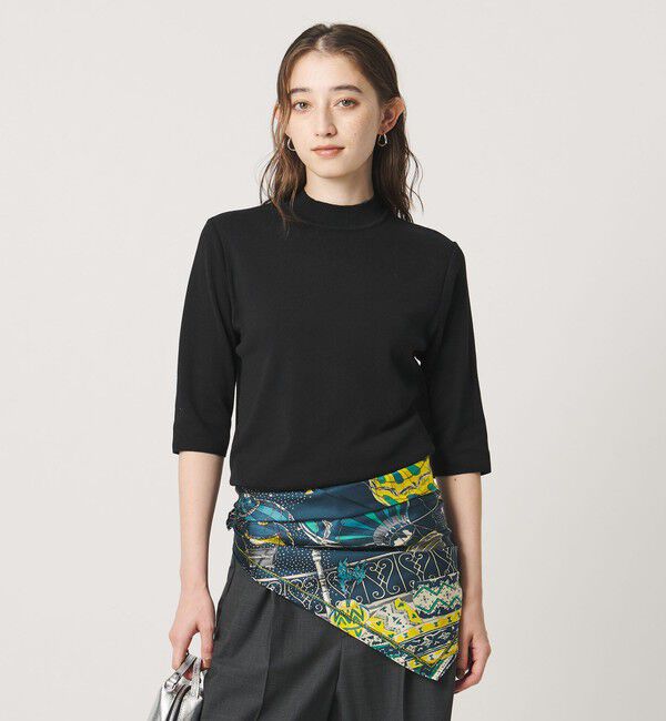 UNITED ARROWS「５分袖 ミニ ハイネック ニット ‐ウォッシャブル‐」|ニット・セーター|BLACK