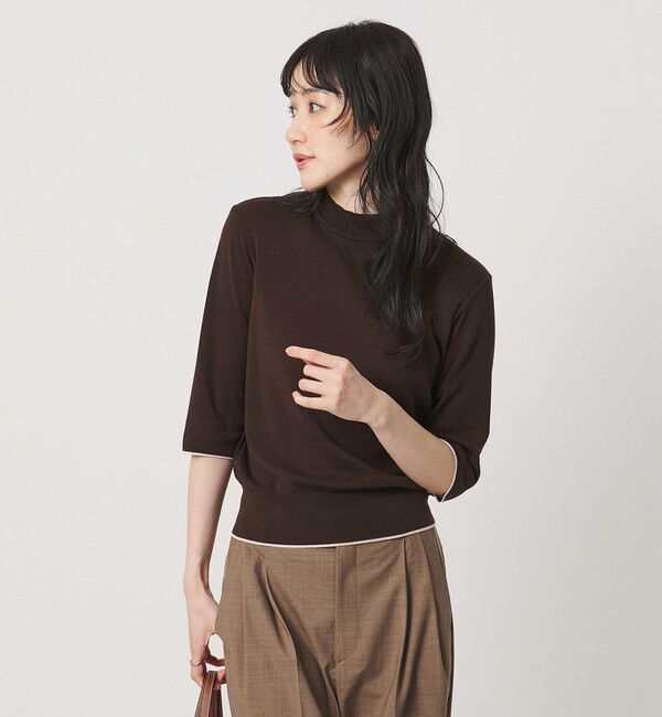 UNITED ARROWS「５分袖 ミニ ハイネック ニット ‐ウォッシャブル‐」|ニット・セーター|