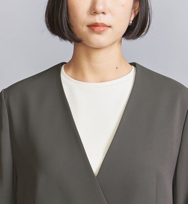 BEAUTY&YOUTH UNITED ARROWS「【WEB限定 Wardrobe DAILY MINIMAL】ダブルクロス カラーレスジャケット ウォッシャブル」|ノーカラージャケット|