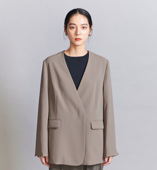 BEAUTY&YOUTH UNITED ARROWS「【WEB限定 Wardrobe DAILY MINIMAL】ダブルクロス カラーレスジャケット ウォッシャブル」|ノーカラージャケット|