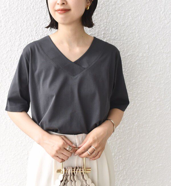 SHIPS for women「【WEB限定】〈ネックが選べる2サイズ展開〉オーガニックコットン バリエーションネック TEE」|Tシャツ・カットソー|