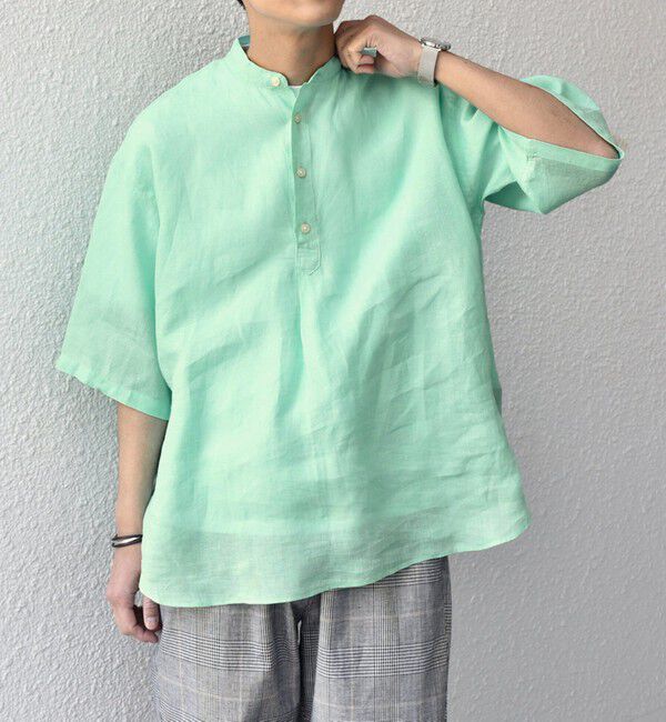 SHIPS any「SHIPS any: ピュアリネン バンド スキッパー ハーフスリーブ プルオーバー シャツ 25SS◇」|シャツ・ブラウス|