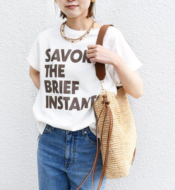 SHIPS for women「【WEB限定】〈手洗い可能〉バリエーション ロゴ 刺繍 プリントTEE」|Tシャツ・カットソー|