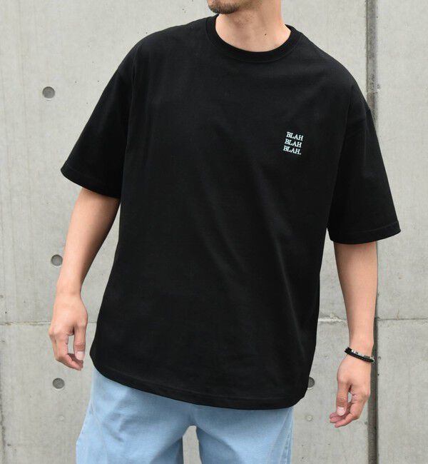 SHIPS any「【WEB限定】SHIPS any: BLAH BLAH BLAH.ワンポイント 刺繍 ルーズ Tシャツ(ユニセックス)◇」|Tシャツ・カットソー|