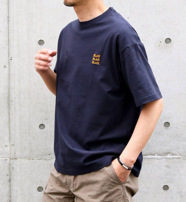 SHIPS any「【WEB限定】SHIPS any: BLAH BLAH BLAH.ワンポイント 刺繍 ルーズ Tシャツ(ユニセックス)◇」|Tシャツ・カットソー|