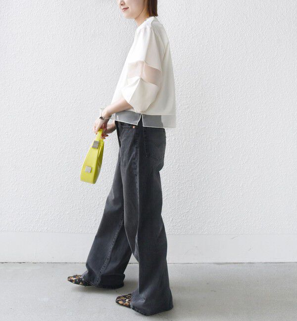 SHIPS for women「〈手洗い可能〉シアー コンビ プルオーバー ロング スリーブ」|Tシャツ・カットソー|