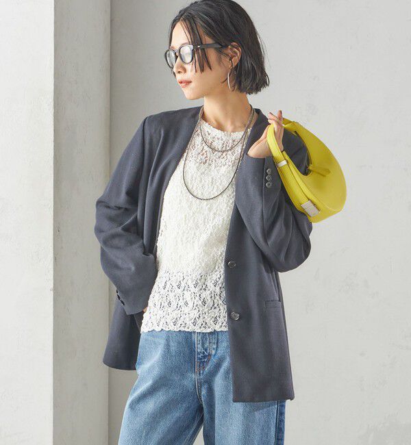 SHIPS for women「〈手洗い可能〉ラッセル レース クルーネック カットソー」|Tシャツ・カットソー|
