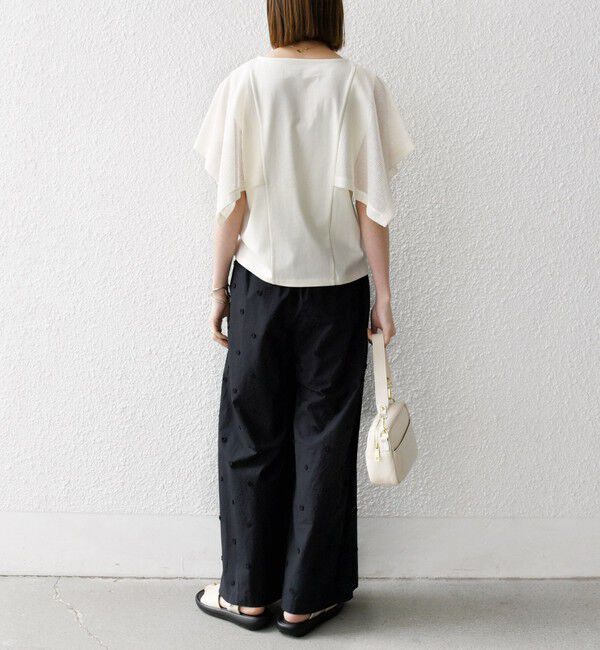 SHIPS any「〈手洗い可能〉メッシュ シアー ハンカチ スリーブ ドッキング TEE」|Tシャツ・カットソー|