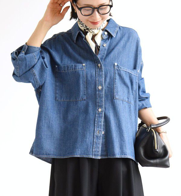 SHIPS for women「【実力派ベーシック】〈洗濯機可能〉ライトオンス デニム ショート シャツ」|シャツ・ブラウス|