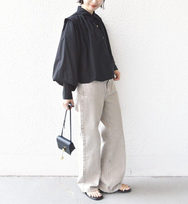SHIPS for women「堀田茜&times;SHIPS:〈接触冷感/撥水/洗濯機可能〉TEXBRID(R) ギャザー ブラウス」|シャツ・ブラウス|