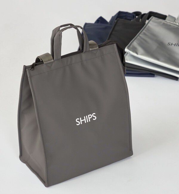 SHIPS「【WEB限定】ショッパー型 保冷ランチバッグ L」|エコバッグ|チャコールグレー