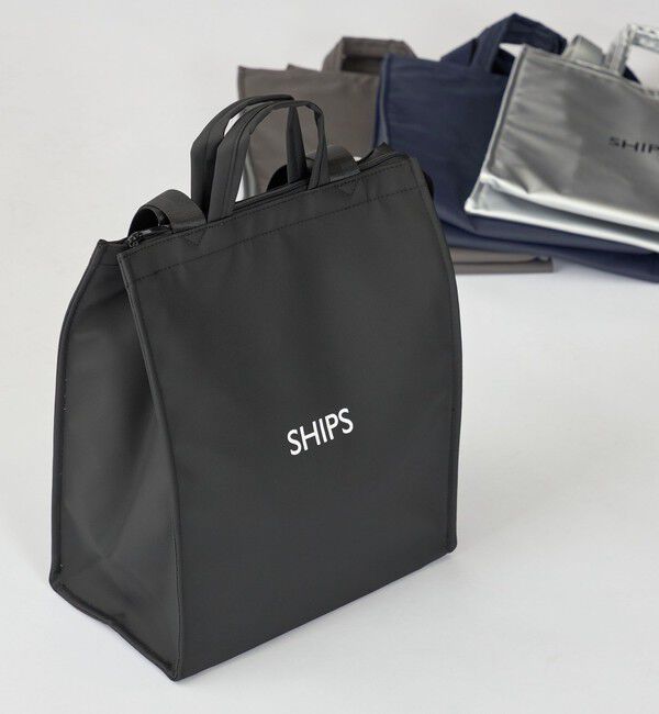 SHIPS「【WEB限定】ショッパー型 保冷ランチバッグ L」|エコバッグ|ブラック