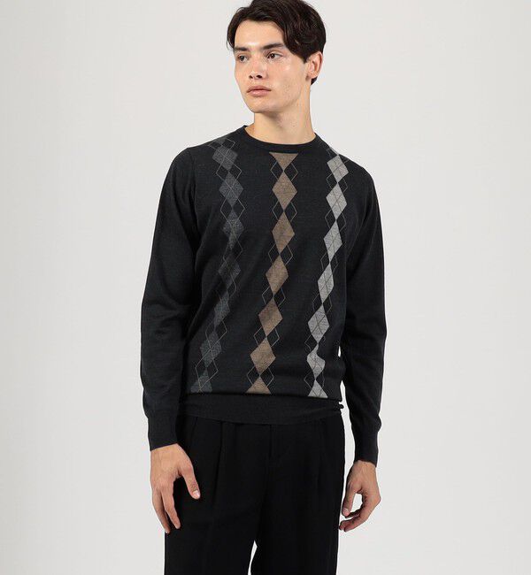 TOMORROWLAND MENS「【別注】JOHN SMEDLEY ウール アーガイルクルーネック プルオーバーニット」|ニット・セーター|