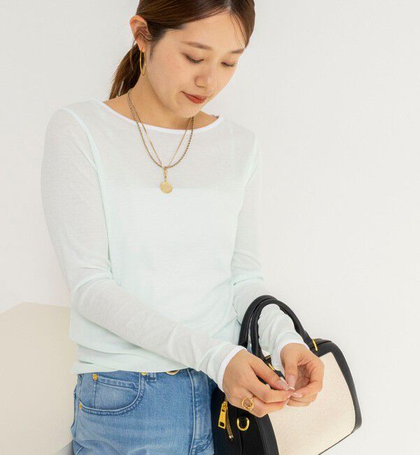 NOLLEY'S「ウォッシャブルシアー配色ロンＴ」|Tシャツ・カットソー|