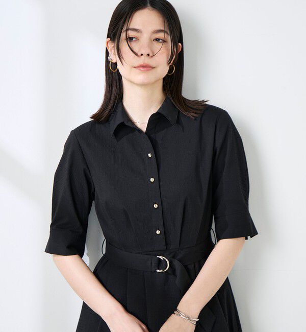 NOLLEY'S sophi「ウォッシャブルサッカーシャツワンピース」|ワンピース|