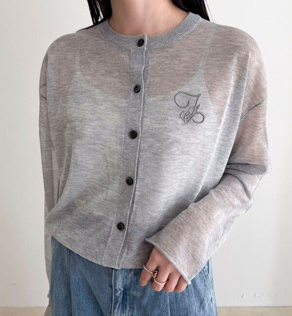 fredy emue「刺繍入りシアーニットカーディガン」|カーディガン|