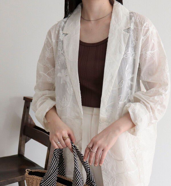 fredy emue「【MADE IN INDIA】シアー刺繍ジャケット」|テーラードジャケット|