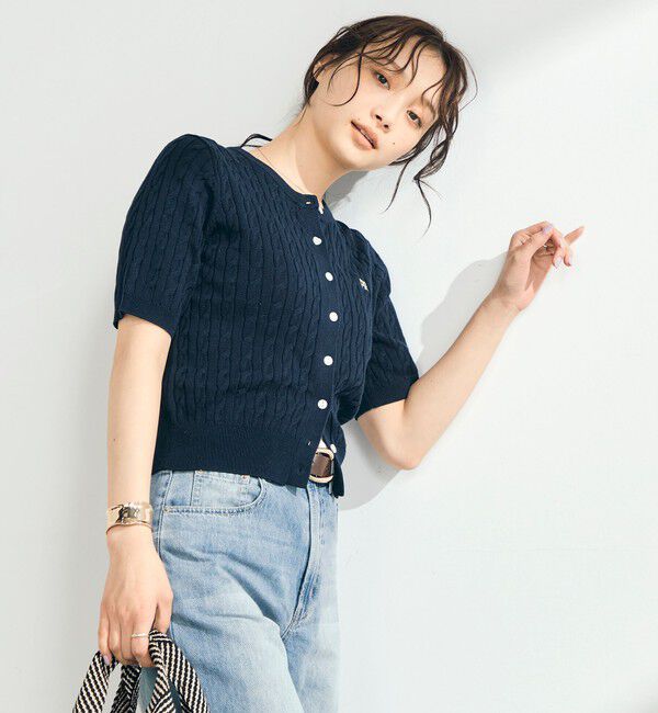 fredy emue「【毎年大人気！/完売必須】FR刺しゅうケーブル柄半袖カーディガン」|カーディガン|