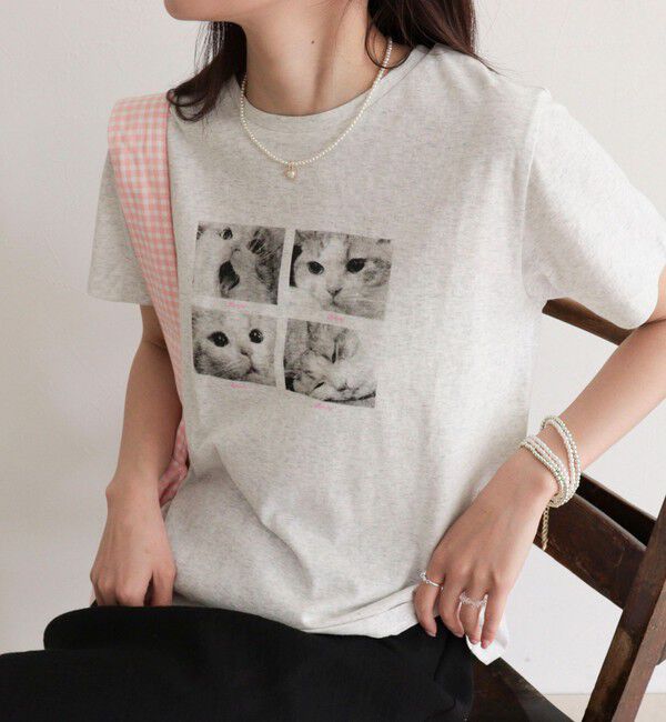 fredy emue「刺しゅう入りCAT PHOTO Tシャツ」|Tシャツ・カットソー|