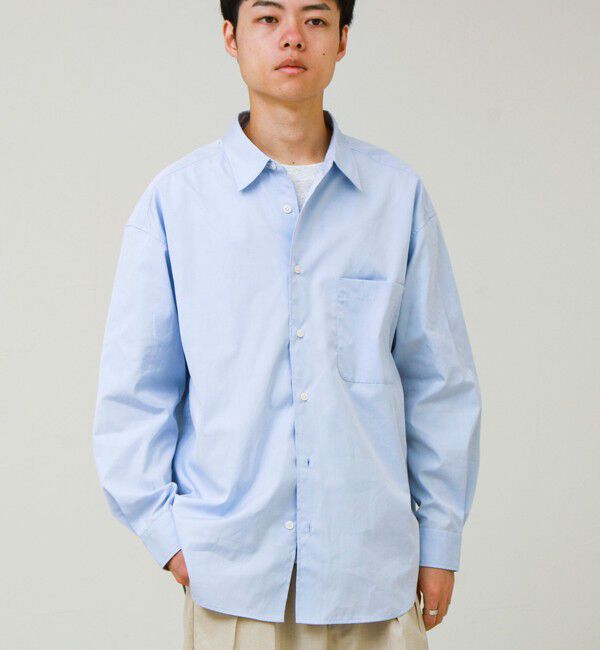 GLOSTER「【上品なツヤ感と極上の着心地】supima cotton/スーピマコットン ロングスリーブシャツ」|シャツ・ブラウス|サックス