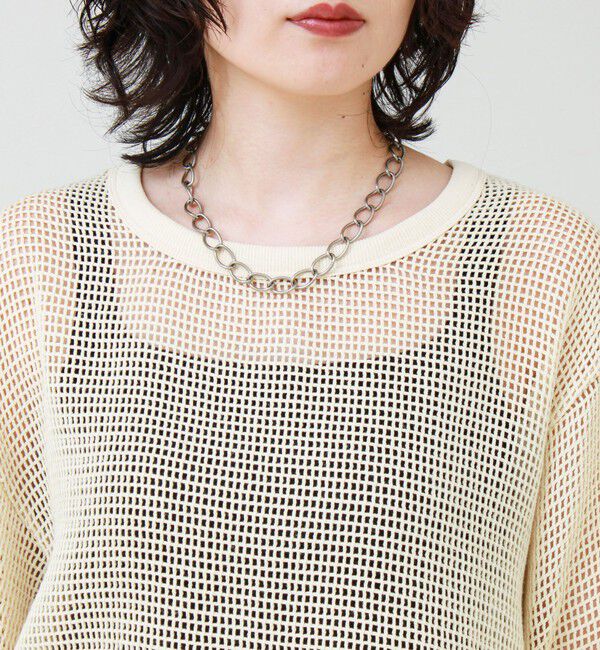 GLOSTER「3/4スリーブメッシュTシャツ シアーT 7分袖 オーバーサイズ」|Tシャツ・カットソー|