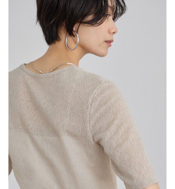 SALON adam et rope'「コットンレーシージャガードハーフスリーブTシャツ」|Tシャツ・カットソー|グレーサブ(09)