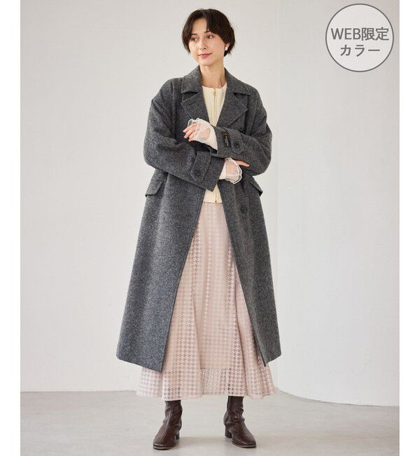 Rope&rsquo;Picnic「JAPAN FABRIC スタンドカラーロングコート/一部WEB限定カラー」|チェスターコート|グレー(07)