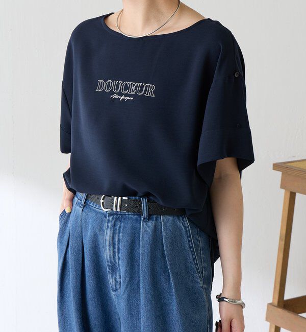  「【袖をアレンジできる】袖アレンジジョーゼットロゴTシャツ」|Tシャツ・カットソー|