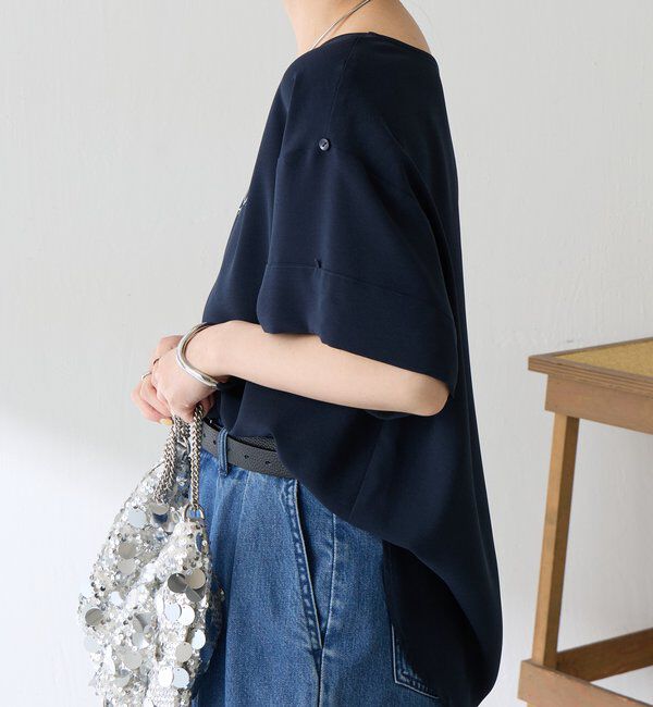  「【袖をアレンジできる】袖アレンジジョーゼットロゴTシャツ」|Tシャツ・カットソー|