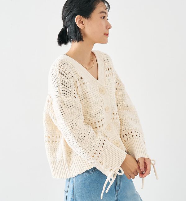 collex「袖口レースアップ2WAYカーディガン」|カーディガン|