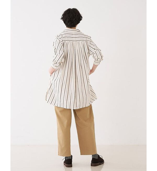 collex「バックギャザーストライプブサムロングシャツ」|シャツ・ブラウス|