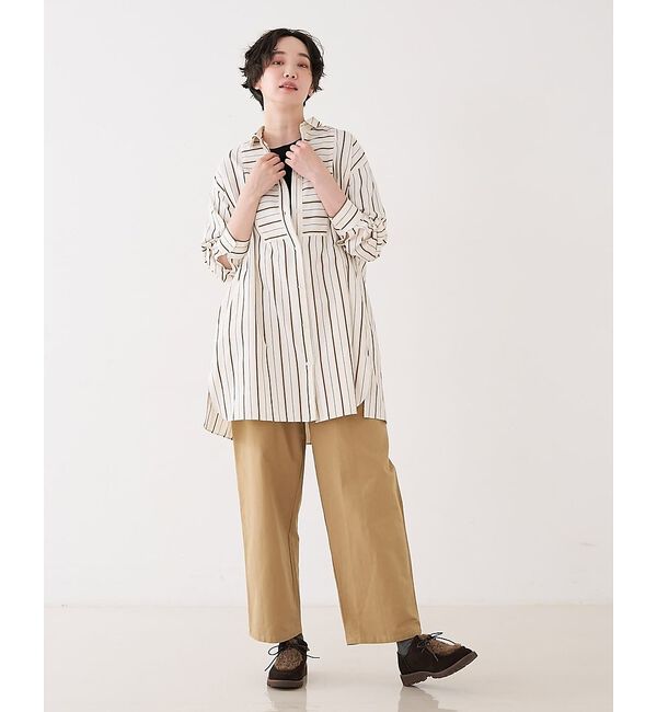 collex「バックギャザーストライプブサムロングシャツ」|シャツ・ブラウス|