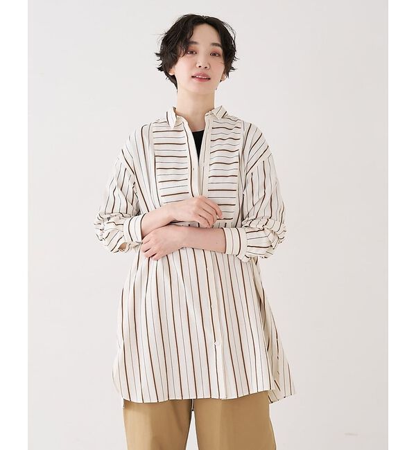 collex「バックギャザーストライプブサムロングシャツ」|シャツ・ブラウス|