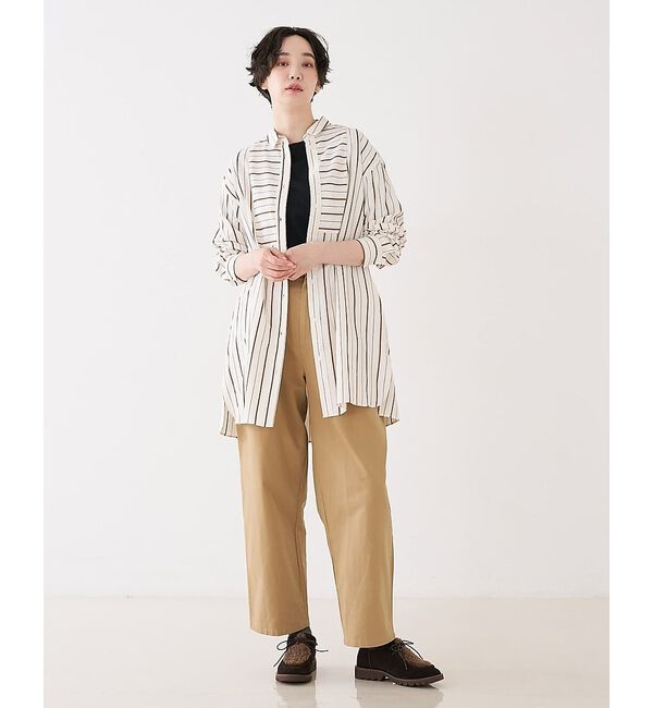 collex「バックギャザーストライプブサムロングシャツ」|シャツ・ブラウス|