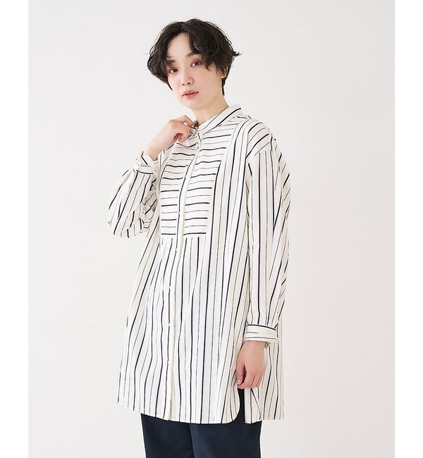 collex「バックギャザーストライプブサムロングシャツ」|シャツ・ブラウス|