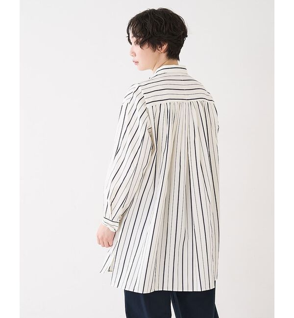collex「バックギャザーストライプブサムロングシャツ」|シャツ・ブラウス|