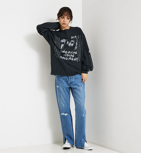 ABAHOUSE「【REMI RELIEF / レミ レリーフ】 INDIAN天竺ロングTシャツ/」|Tシャツ・カットソー|