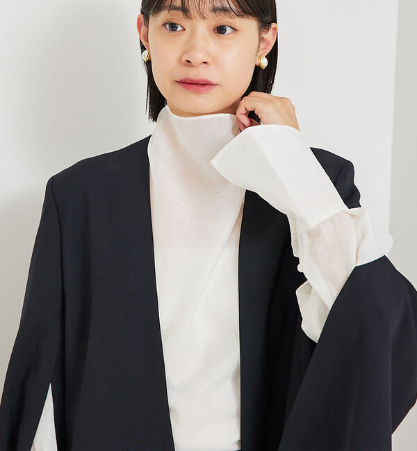 Rouge vif「ノーカラースリットスリーブジャケット」|ノーカラージャケット|