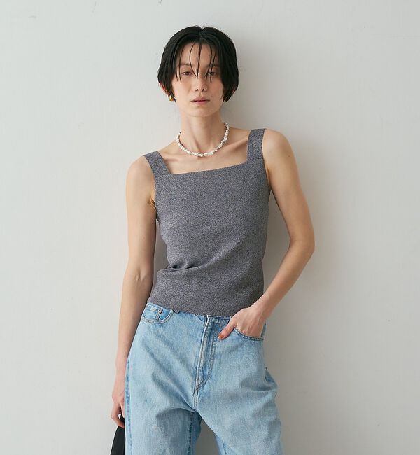 qualite「【接触冷感・セットアップ対応】レーヨンストレッチニットノースリーブ」|キャミソール|グレー系その他2