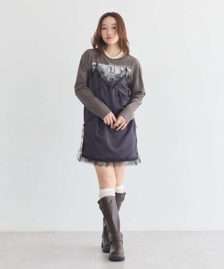 earth music&ecology「サテンドッキングミニワンピース」|ワンピース|