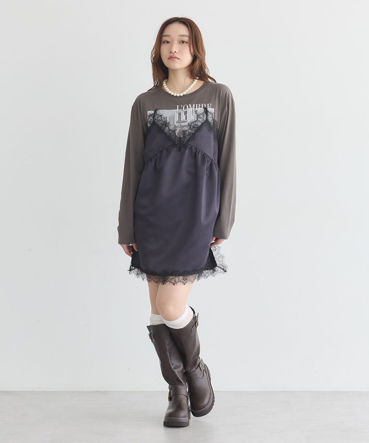 earth music&ecology「サテンドッキングミニワンピース」|ワンピース|