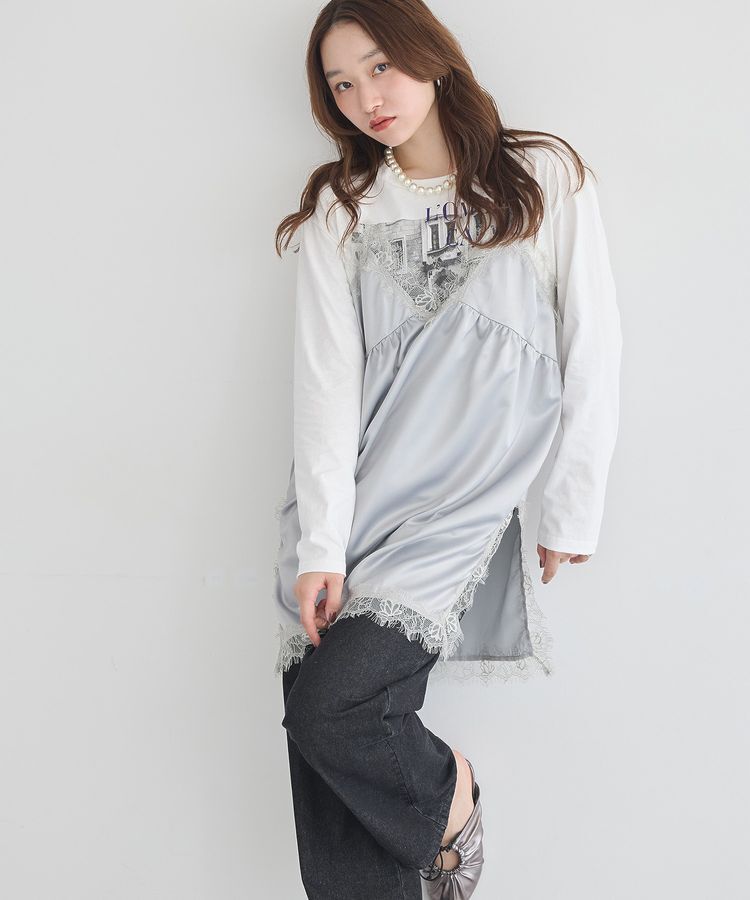 earth music&ecology「サテンドッキングミニワンピース」|ワンピース|