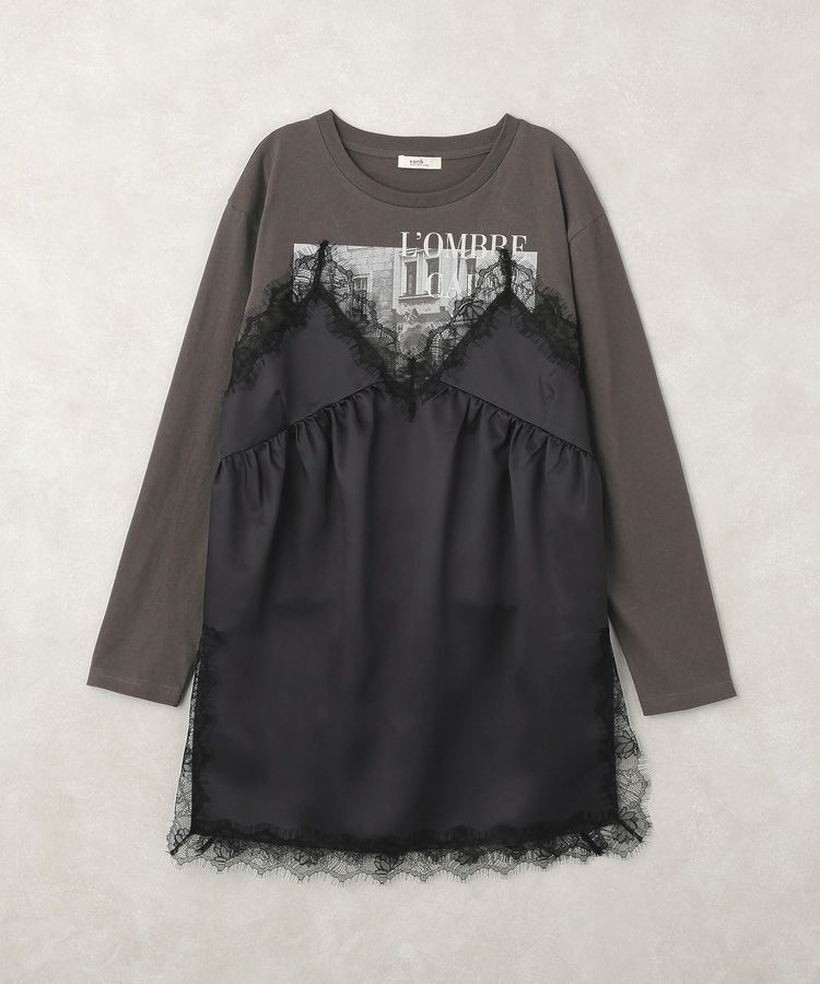 earth music&ecology「サテンドッキングミニワンピース」|ワンピース|Black