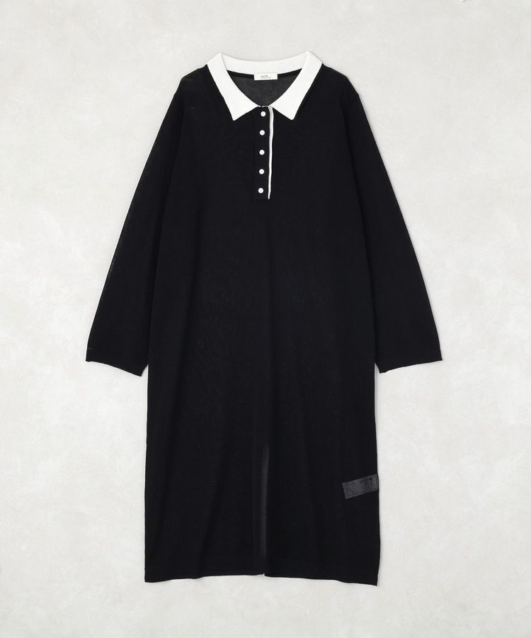 earth music&ecology「バイカラーシアーニットポロワンピース」|ワンピース|Black