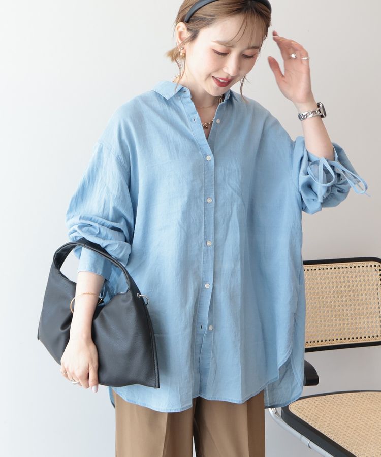 AMERICAN HOLIC「ガーメントウォッシュアソートギャザーシャツ」|シャツ・ブラウス|Light indigo