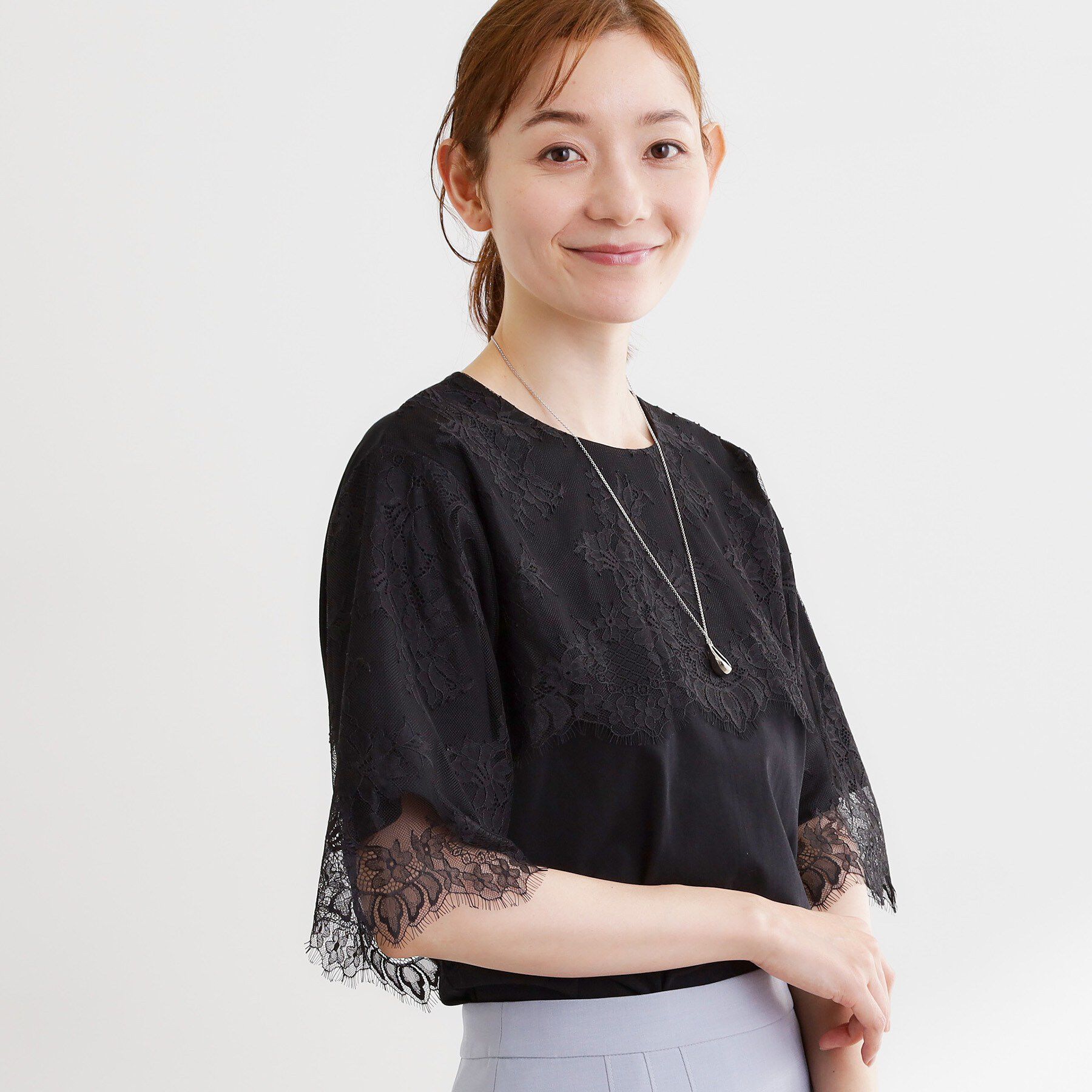 Reflect「【UVカット／接触冷感】スカラップレースジャージカットソー」|Tシャツ・カットソー|