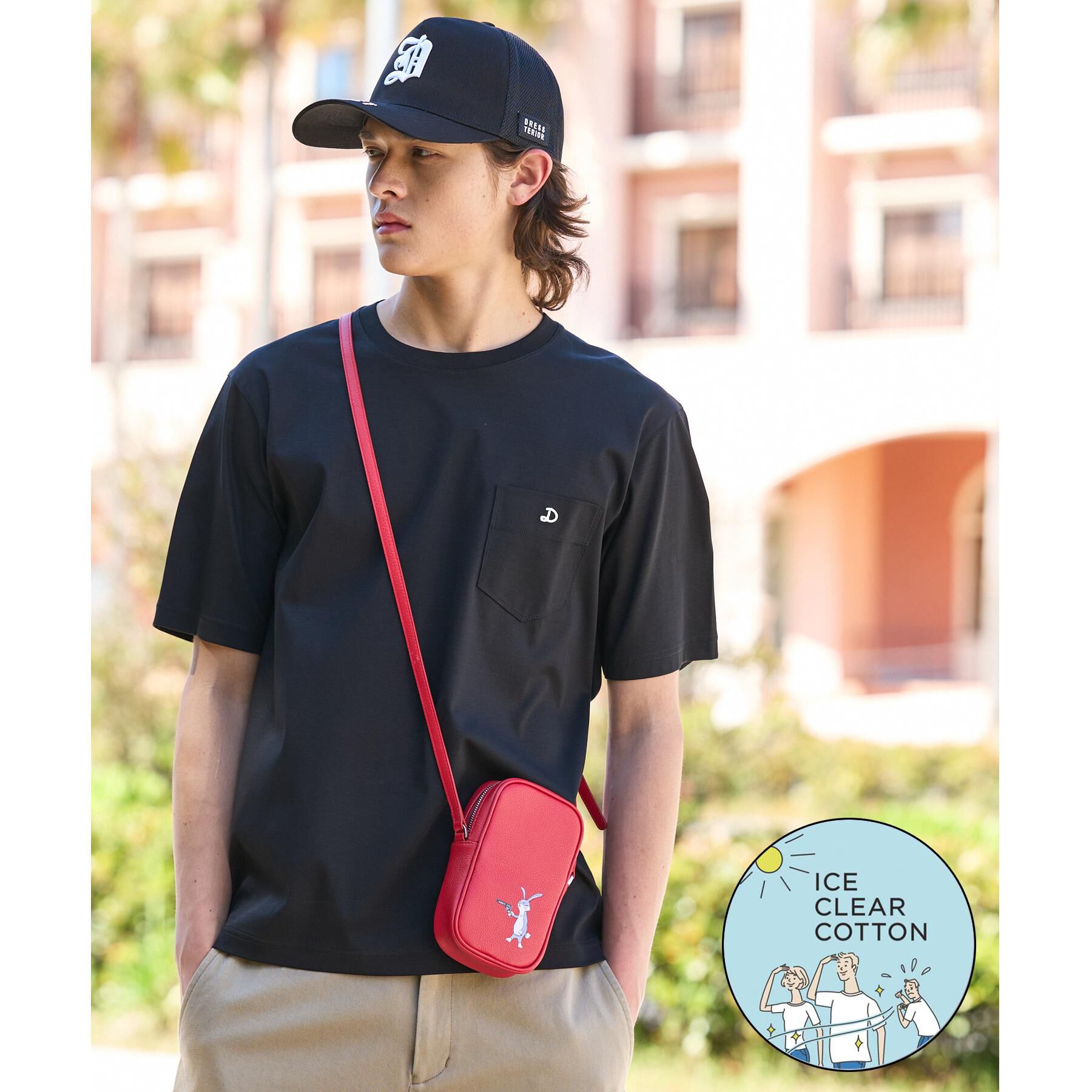 DRESSTERIOR「【接触冷感／抗菌防臭／消臭】ICE CLEAR COTTON ポケットTシャツ」|Tシャツ・カットソー|ブラック(019)