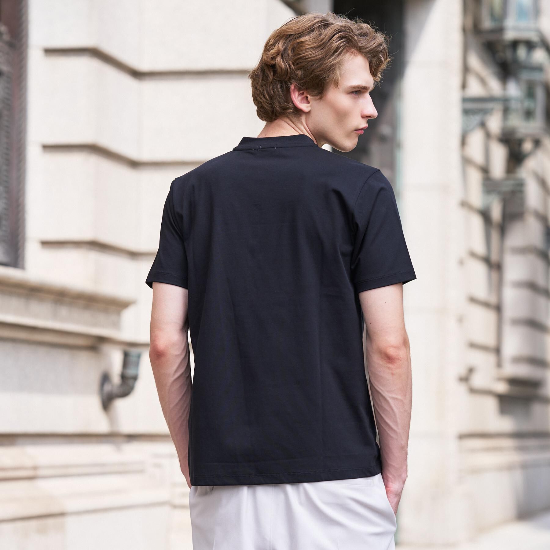 DRESSTERIOR「【接触冷感/抗菌防臭/UVカット】クールクリーンドライコットン ヘンリーネックカットソー」|Tシャツ・カットソー|