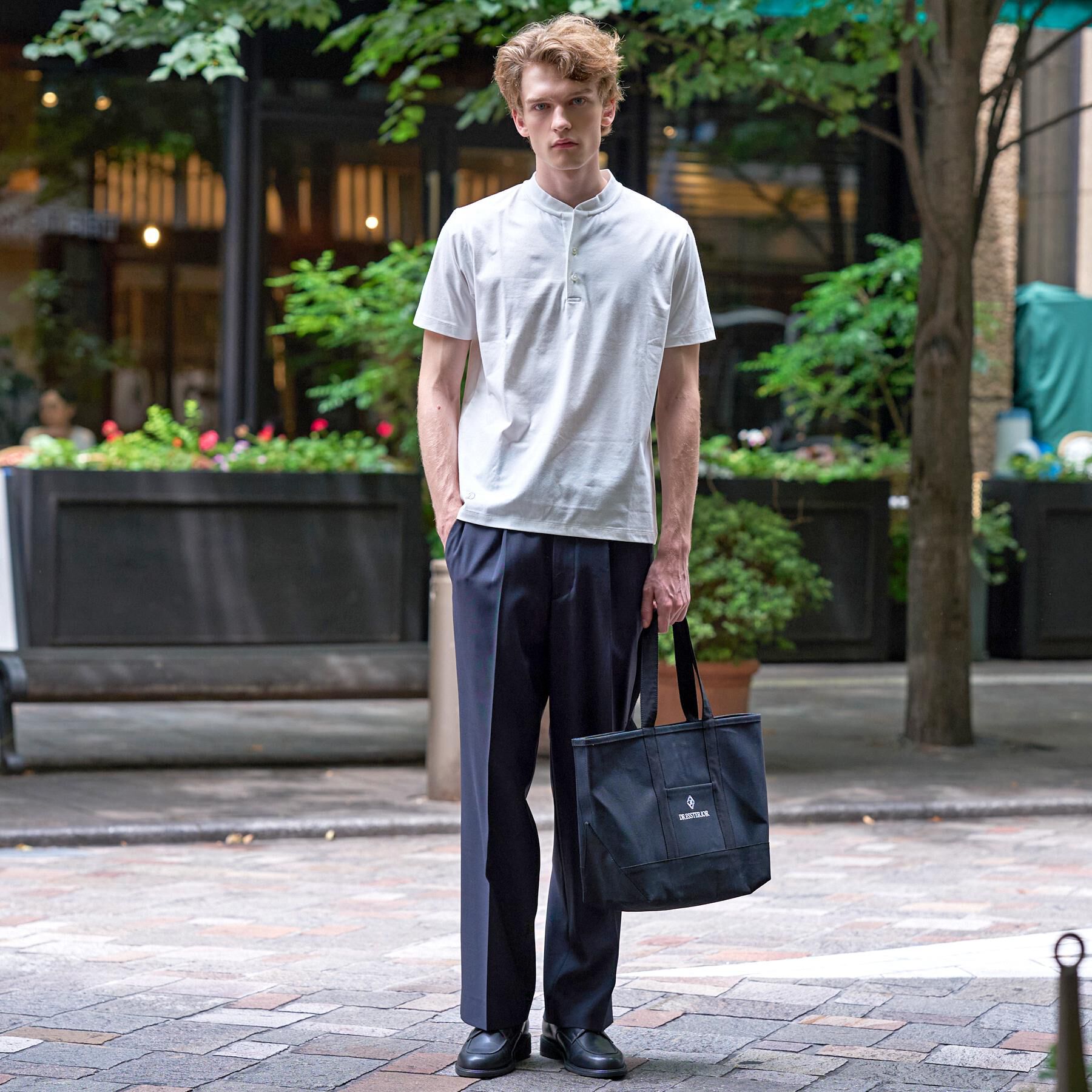 DRESSTERIOR「【接触冷感/抗菌防臭/UVカット】クールクリーンドライコットン ヘンリーネックカットソー」|Tシャツ・カットソー|